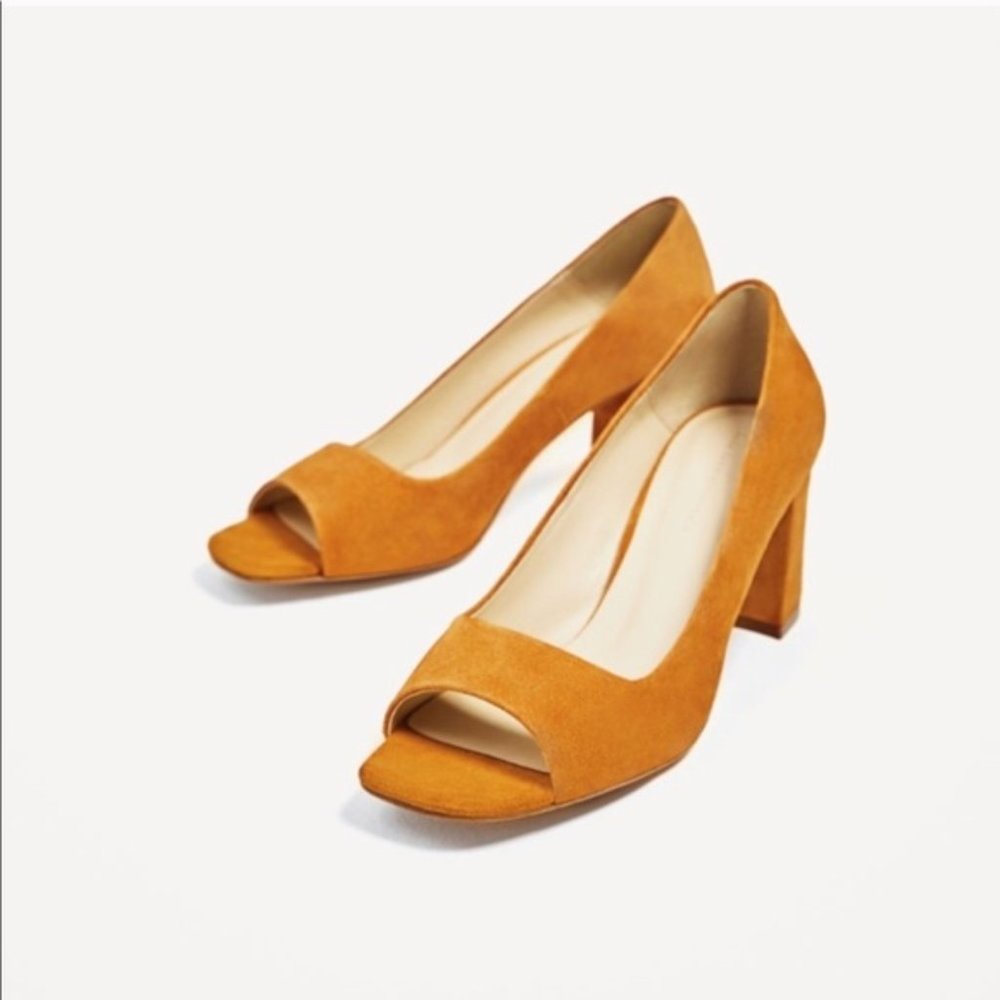 Zara Stacked Open Toe Heeled Shoes EUR 38